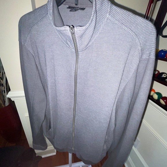 Marc Anthony Mens Mock Neck Long Sleeve Full Zip Sweater Jacket Gray Large - Picture 2 of 9